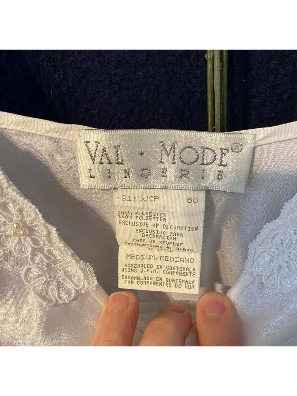 VAL MODE Sexy Lingerie Beautiful Silky, Satin look w/Lace, Pearls & Sequins Sz M